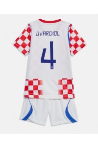 Kroatia Josko Gvardiol #4 Jalkapallovaatteet Lasten Kotipeliasu MM-kisat 2026 Lyhythihainen (+ Lyhyet housut)